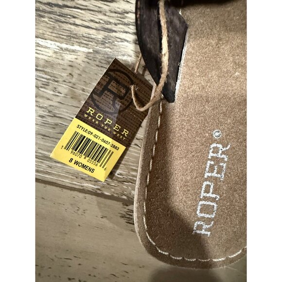 Roper Womens Embroidered Floral Sandals Size 8 With Box - Picture 4 of 8